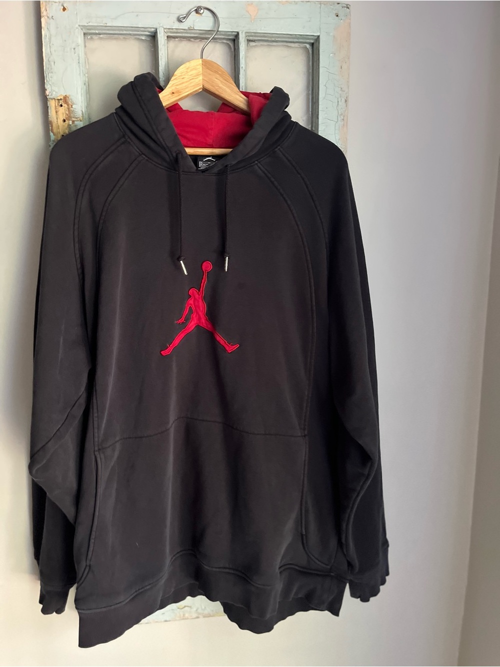 Jordan Jumpman Embroidered Center Logo Pullover Hoodie Black Red Men's XL
